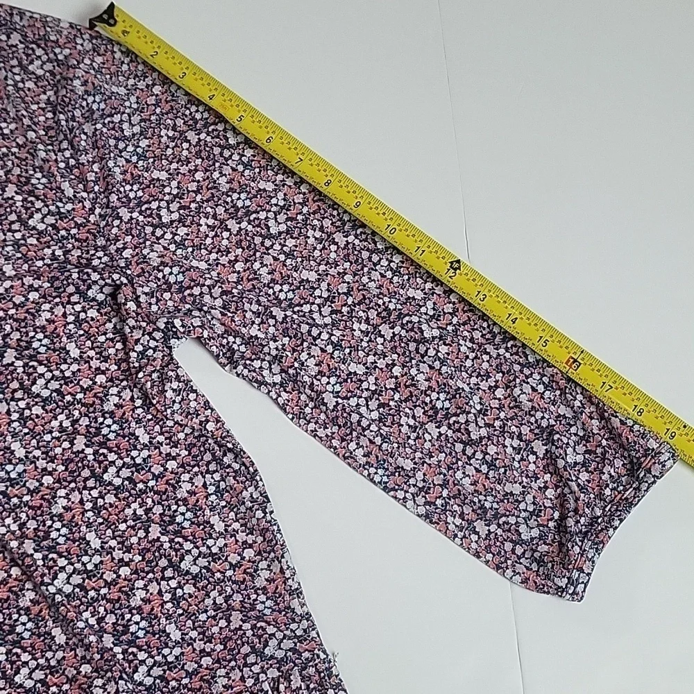 Banana Republic Ditsy Floral Print Long Sleeve Drop Waist Ruffle Hem Dress